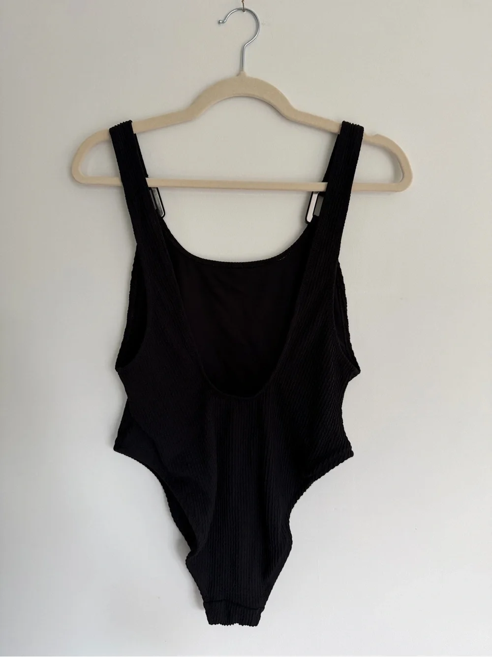Aerie Real Good Black Ribbed One-Piece Swimsuit | Size Large - Picture 4 of 5